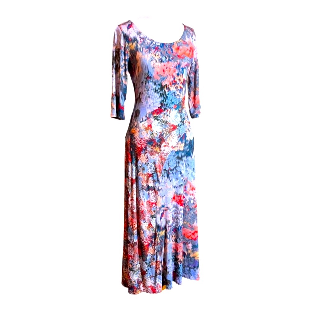 Soft Surroundings Nanette Dress Incredibly Soft Monet Inspired Draped Sz XS